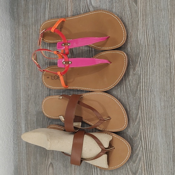 LOFT Shoes - 2 For 1 Ann Taylor LOFT Sandals New Brown Flip Flops Pink Orange Red Sandals 6